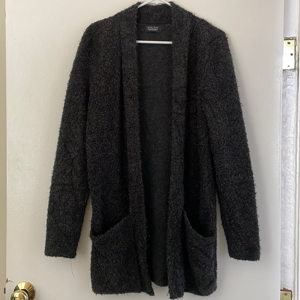 Zara Men’s long black cardigan!